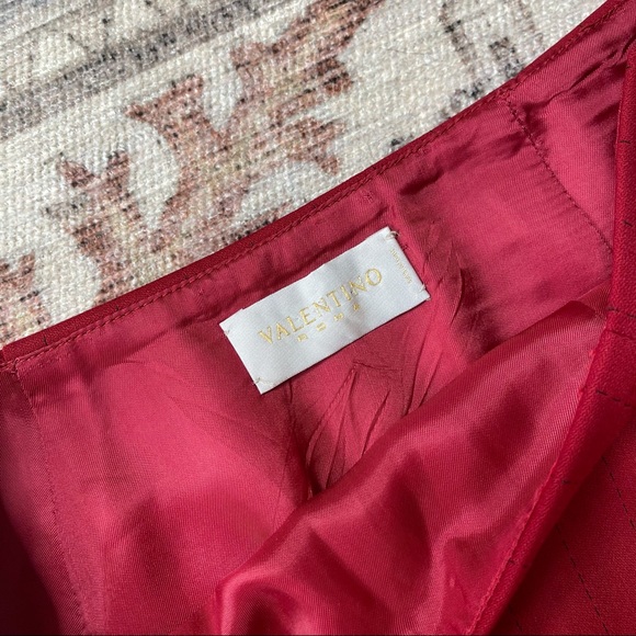 Valentino Roma Made in Italy Red Suit Coat Skirt 2 PC Set Women’s Sz 46/12. O - Picture 9 of 13